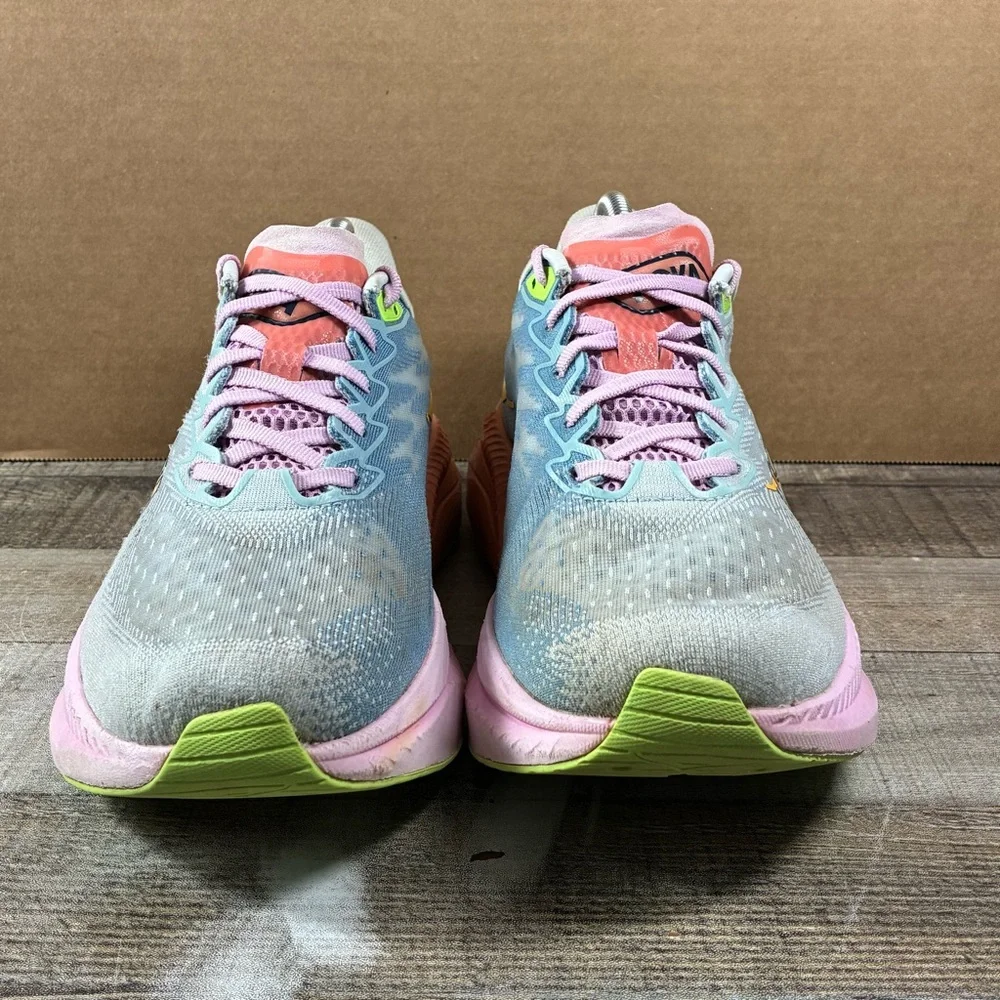 Hoka One One Mach 6 Running Shoes Women’s Size 10.5B Blue Pink Orange Sneakers - Picture 2 of 11